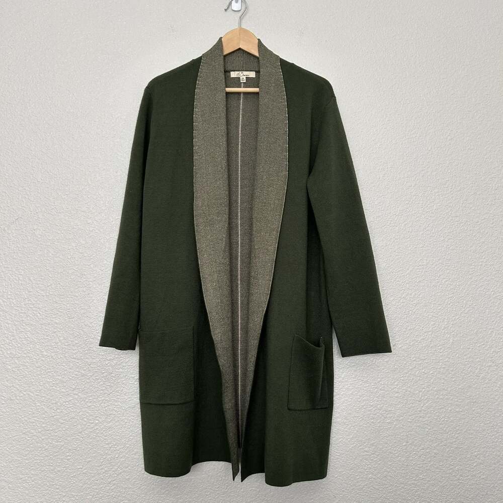 La Sereia Green Open Front Cardigan Fine Knit Size 2X